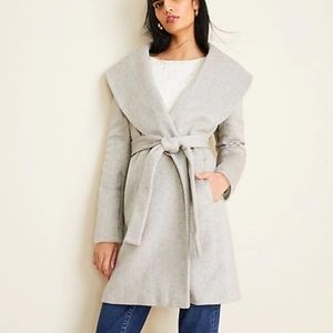 Ann Taylor Herringbone Shawl Wrap Coat